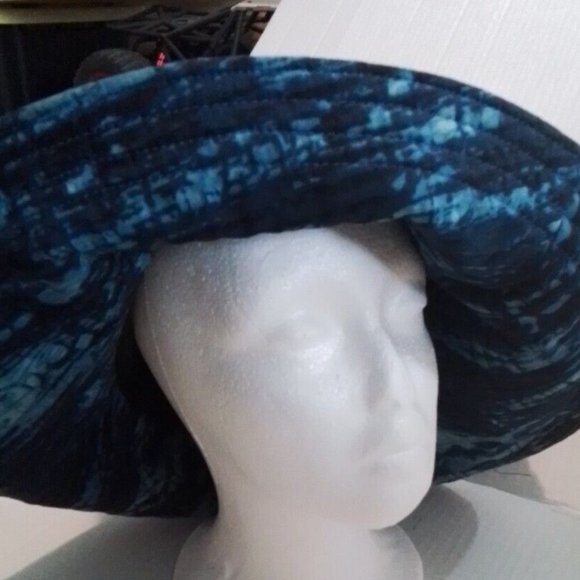 Blues Roses One Of A Kind Silk Washable Hat Large Rim That Stays Up K - Picture 14 of 16